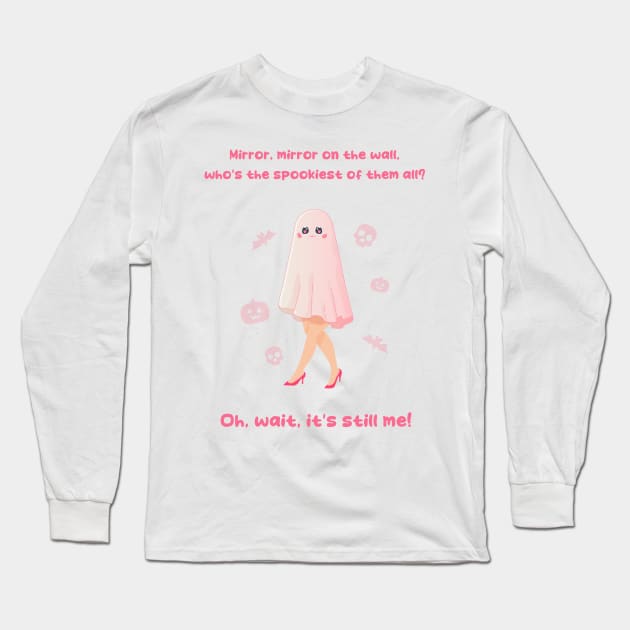 Halloween pink barbie lettering funny pink ghost Long Sleeve T-Shirt by Ann4design